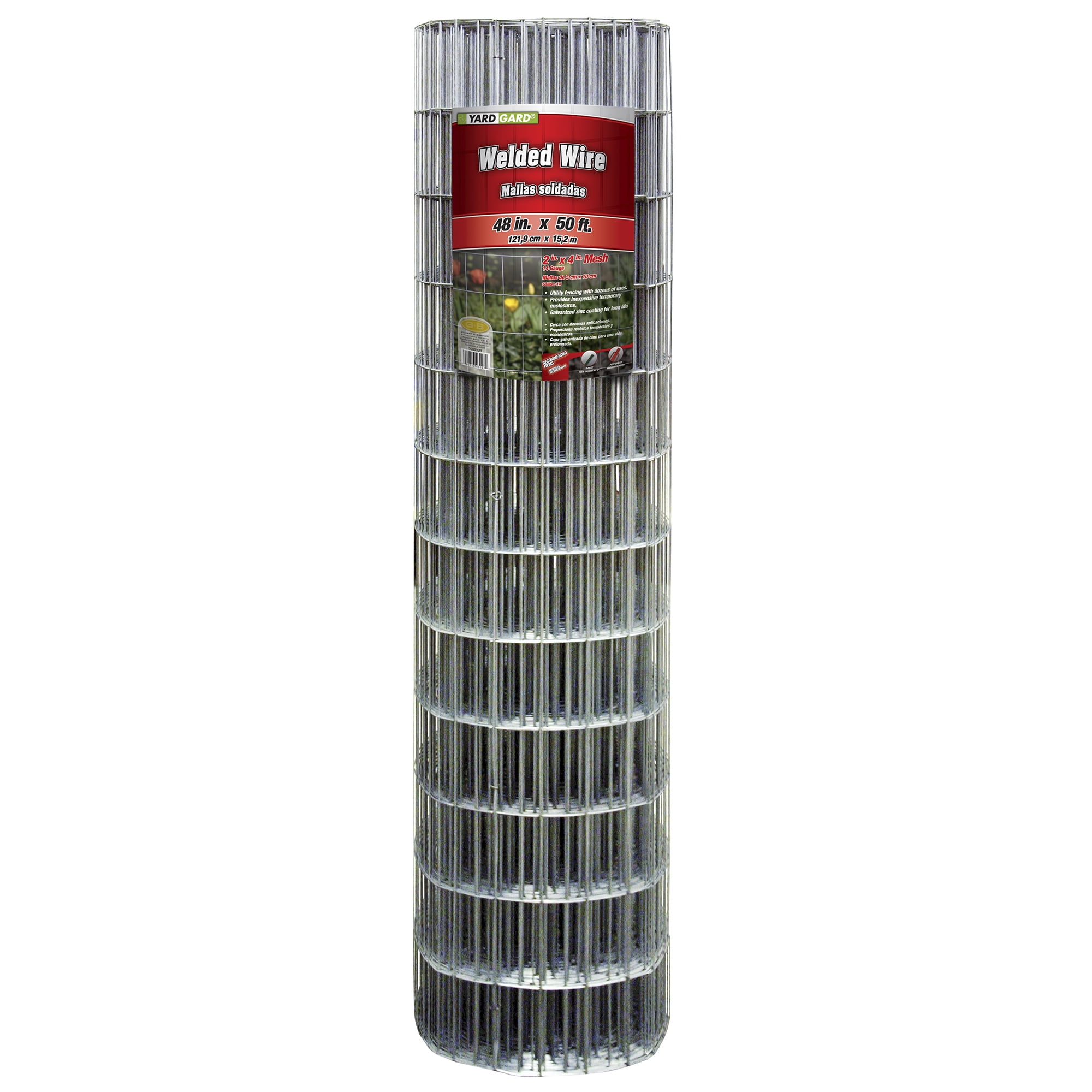 YARDGARD 2 Inch By 4 Inch Mesh, 48 Inch by 50 Foot Galvanized Welded Wire Fence