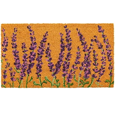 Mat Kitchen Floor Floral Spring Coir Door Mat for Front Door Entryway Lavender Flower Outdoor Welcome Mat for Garden Garage Patio Home Porch Decor Coco Coir Doormat Welcome Doormat 16x24 inch