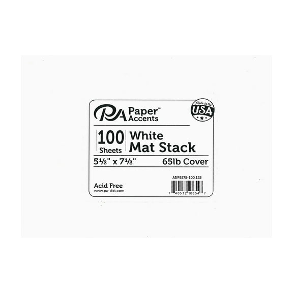 Mat Stack 5.5x7.5 Blank 100pc 65lb White