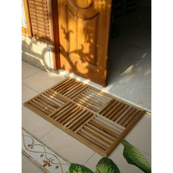 Mat, Teak Basket Weave Floor Mat