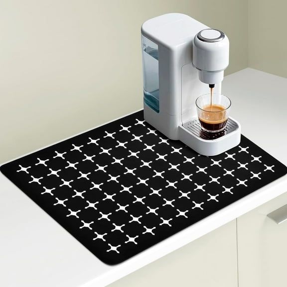 Mat for Coffee Station, 24"x16" Non-Slip Absorbent Under Coffee Maker Mat, Tea Pot Mat for Countertops Dish Drying Mat Coffee Mat