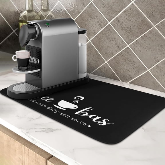 Mat for Coffee Station, 24"x16" Non-Slip Absorbent Under Coffee Maker Mat, Tea Pot Mat for Countertops Dish Drying Mat Coffee Mat
