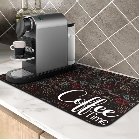 Mat for Coffee Station, 24"x16" Non-Slip Absorbent Under Coffee Maker Mat, Tea Pot Mat for Countertops Dish Drying Mat Coffee Mat