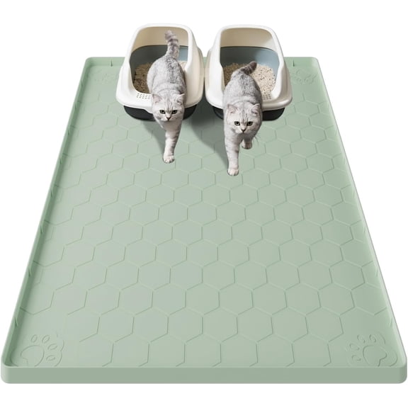 Mat for Litter Box, 40" X 28" Large Litter Trapping Mat, Litter Mat, Soft Kitty Paws, -Proof, Non-Slip Kitty Scratch Pad for Floor(Green)