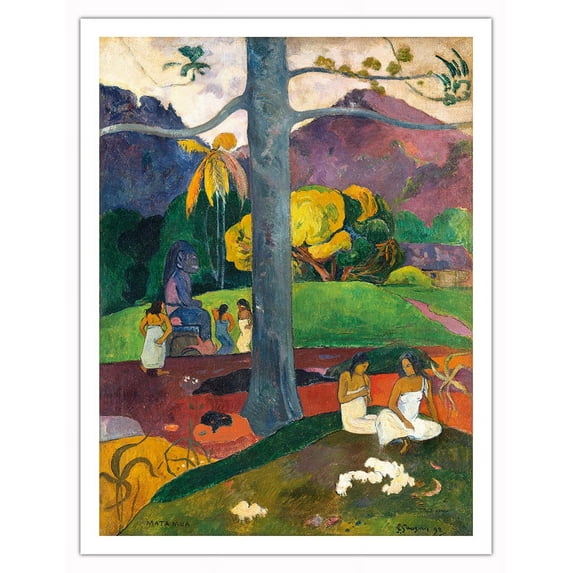 Mata Mua In Olden Times (Dans des Temps Anciens) - From an Original Color Painting by Paul Gauguin c.1892 - Fine Art Matte Paper Print (Unframed) 20x26in