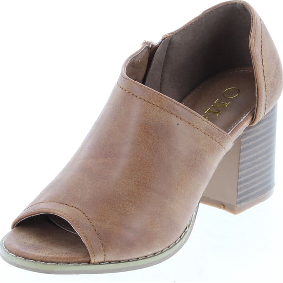 Mata Shoes Women's Side Zipper Cut Out Stacked Chunky Heel Sandals Half Size Small