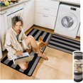 thumbnail image 1 of Matace Black & Grey Stripes [2 Piece] Kitchen Rugs SET - Quick Absorbent Mat, Machine Washable, Perfect for Stove, Sink, Laundry Room, Workshop, 1 of 7