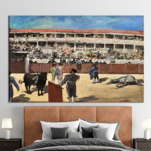 Matador Canvas Art, Spanish Matador Art Canvas, Bull Fight Wall Art, Spanish Bullfighting Arena, Bullfighting Canvas Art, Modern Printed Canvas, Canvas Wall Decor - Gold Framed