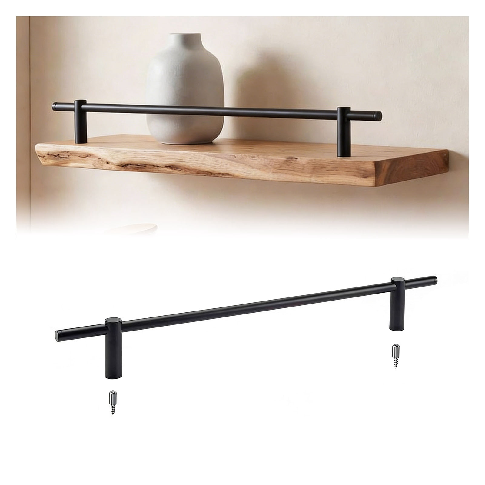 Display Shelf Rails Matal Shelf Rail,Aluminum Round Floating Shelf Railing Rod, Closet/Shoe ...