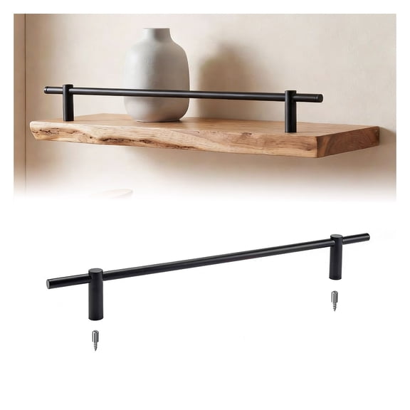 Matal Shelf Rail,Aluminum Round Floating Shelf Railing Rod, Closet/Shoe/Bathroom Rack Decorative Guard Rail Enclosure for Glassware, Collectibles