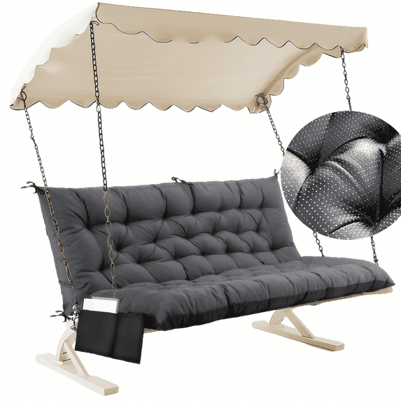 Matalde 150cm x 100cm Gray Swing Chair Cushions with Ties, Rectangular