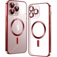 thumbnail image 1 of Matallic Glossy Clear for iPhone 11 Pro Case Compatible with MagSafe with Plating Full Camera Protection [Strong Magnetic Attraction] Slim Thin Phone Case Shockproof for Women Girls(5.8")-Red, 1 of 13