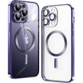 thumbnail image 1 of Matallic Glossy Clear for iPhone 11 Pro Max Case Compatible with MagSafe with Plating Full Camera Protection [Strong  Attraction] Slim Thin Phone Case Shockproof for Women Girls Purple, 1 of 14