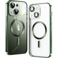 thumbnail image 1 of Matallic Glossy Clear for iPhone 13 Case Compatible with MagSafe with Plating Full Camera Protection [Strong  Attraction] Slim Phone Case Shockproof for Women Girls(6.1")-Alpine Green, 1 of 14