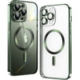 thumbnail image 1 of Matallic Glossy Clear for iPhone 13 Pro Case Compatible with MagSafe with Plating Full Camera Protection[Strong  Attraction]Slim Phone Case Shockproof for Women Girls(6.1")-Alpine Green, 1 of 14