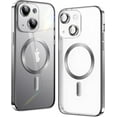 thumbnail image 1 of Matallic Glossy Clear for iPhone 14 Plus Case Compatible with MagSafe with Plating Full Camera Protection [Strong Magnetic Attraction] Slim Phone Case Shockproof for Women Girls(6.7")-Silver, 1 of 13
