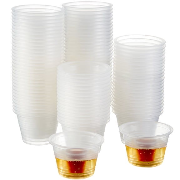 Matana 100 Reusable Clear Plastic Multi-Use Plastic Jager Bomb Shot Glasses (3.75 oz)