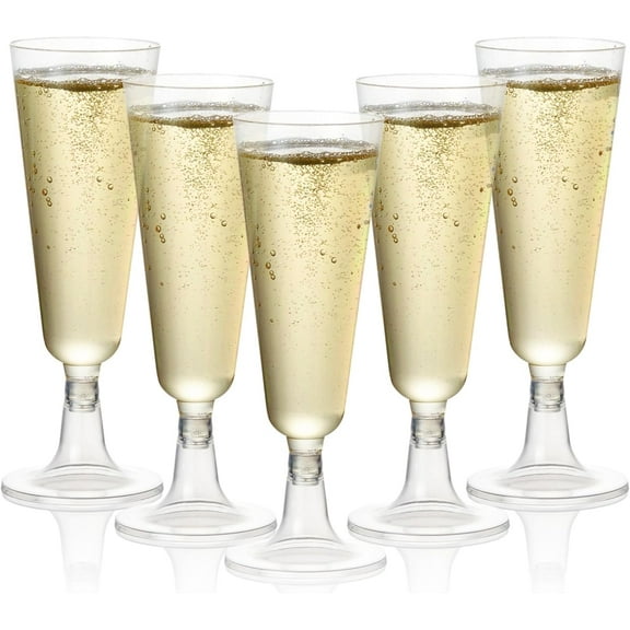 Matana 5oz Reusable Disposable Plastic Champagne Flutes Set of 48