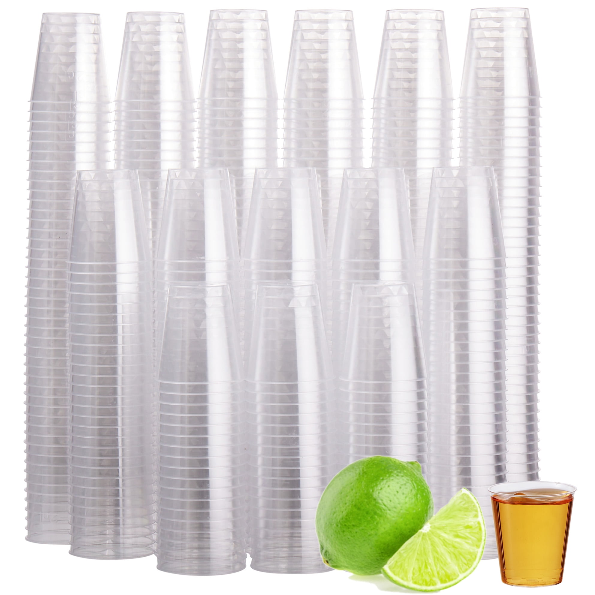 Matana 500 Clear Plastic Mini Shot Glass Drink Cups (1oz) for Party