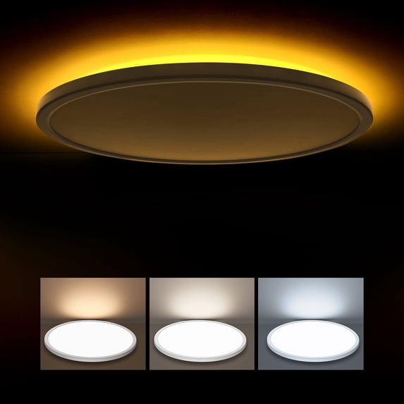 Matane 15.4'' LED Flush Mount Ceiling Light Fixture with Night Light, 36W 3600LM 3000K/4000K/5000K, Ceiling Lamp Surface Mount Round Lighting Fixture for Bedroom, Dining Room, Kitchen,White
