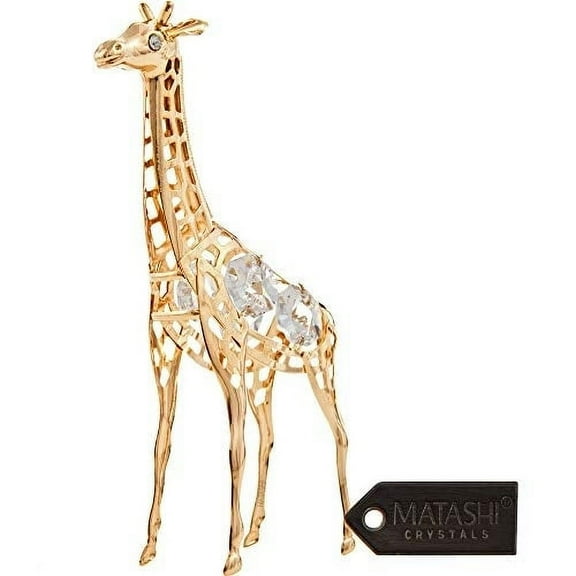 Matashi 24K Gold Plated Crystal Studded Long Necked Giraffe Ornament Tabletop Showpiece, Gift Ready for Christmas, Valentine's Day, Birthday
