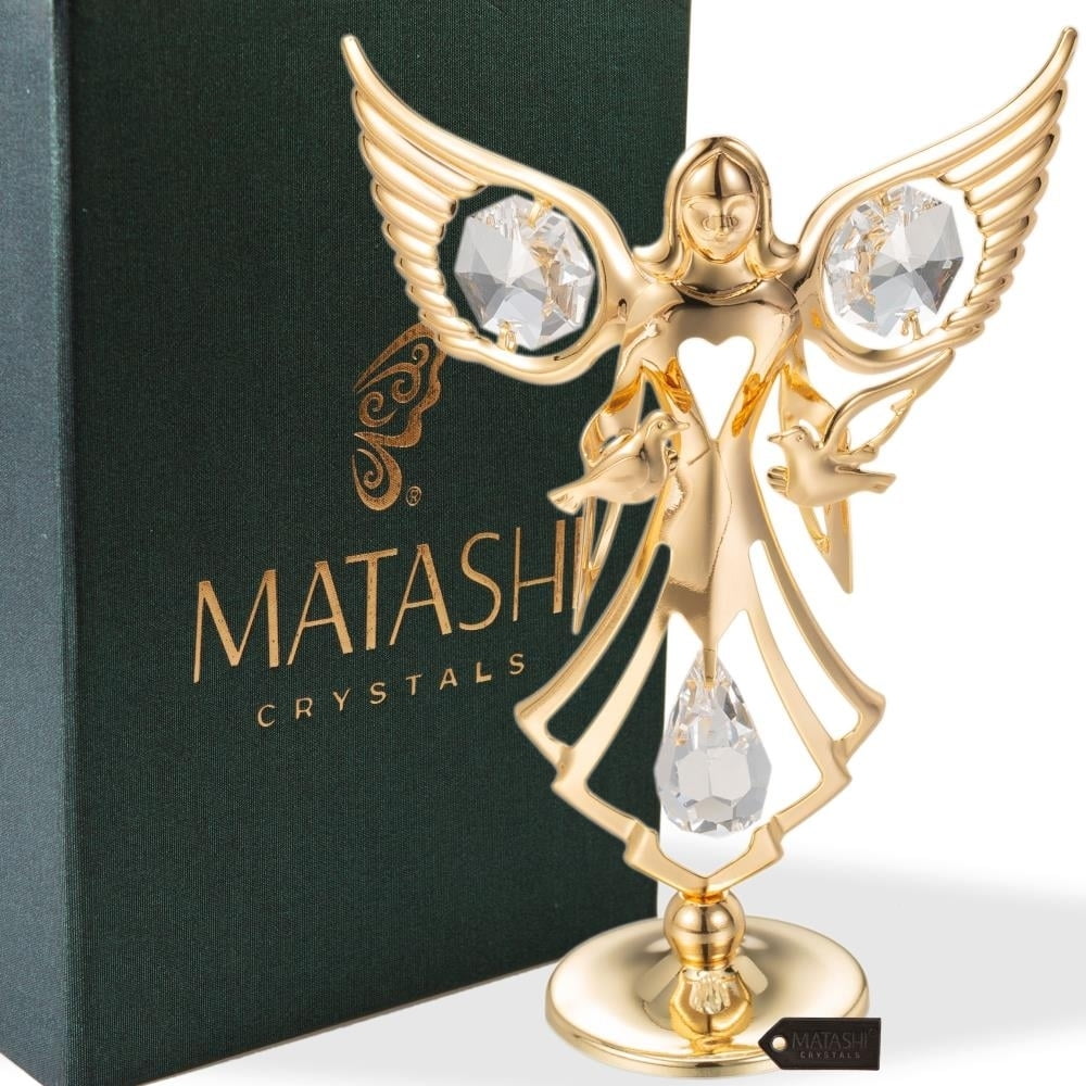 Matashi 24K Gold Plated Guardian Angel w/ Doves Decorative Tabletop