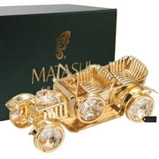 Matashi 24K Gold Plated Highly Polished Vintage Car Ornament with Genuine Crystal