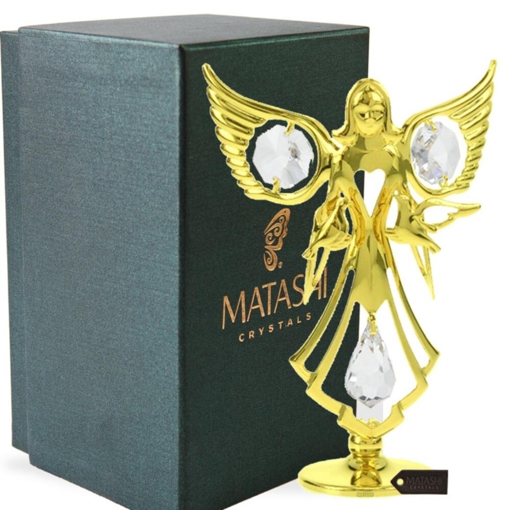 Matashi 24K Gold Plated Guardian Angel w/ Doves Decorative Tabletop