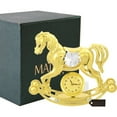 thumbnail image 1 of Matashi  24K Gold Plated w/ Crystal Rocking Horse Desk Clock Ornament, 1 of 5