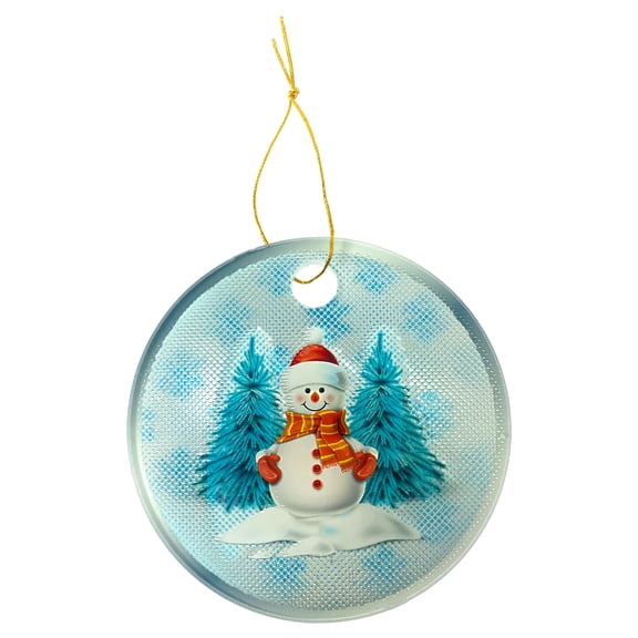 Matashi Christmas Tree Decoration 5D Snowman Hanging Ornament - Snow Teddy Flakes Art Printed on Strong Polycarbonate Panel with Vibrant Immersive Colors - #1 Perfect Christmas Party Gift