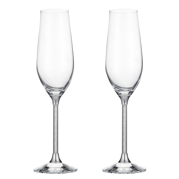 Matashi Crystal Champagne Flutes Glasses Set, 8 oz Lead-Free Crystal Sparkling Wine Wedding Glasses, Elegant Fluted Crystal Filled Glassware