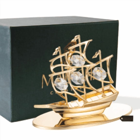 Matashi Crystal Studded Mayflower Ship Sculpture, Valentine’s Day Decorative Tabletop Gift for Women and Wife