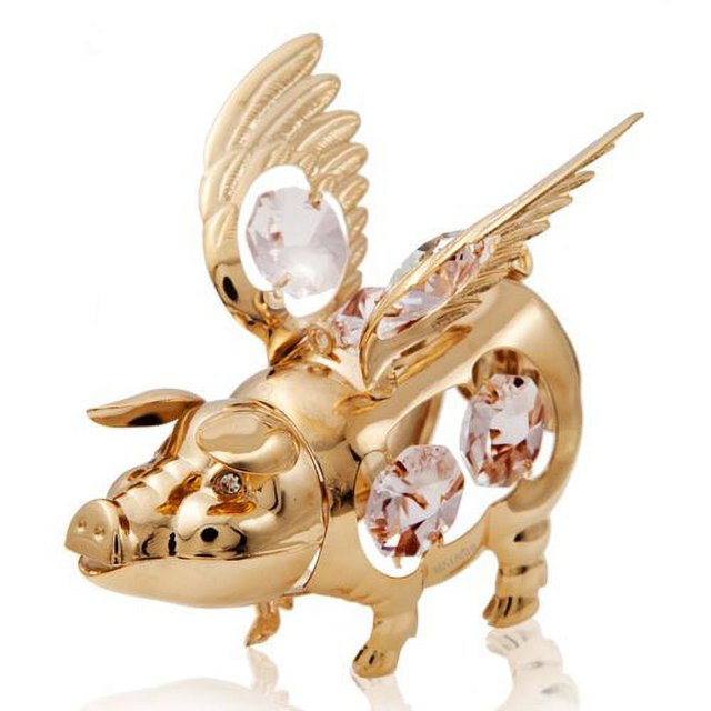 Matashi Crystal Flying Pig Ornament