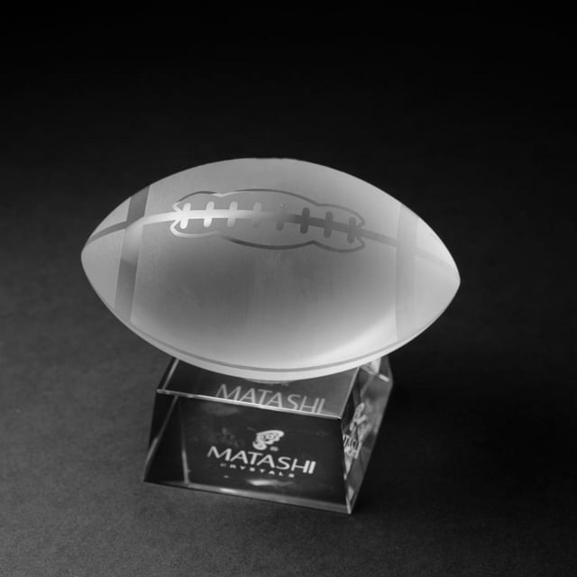 Matashi Crystal Paperweight for Desk with Etched Football Ornament and Trapezoid Base Home Decor Centerpiece Gift for Students Friend Teachers Classmate Christmas Birthday Thanksgiving