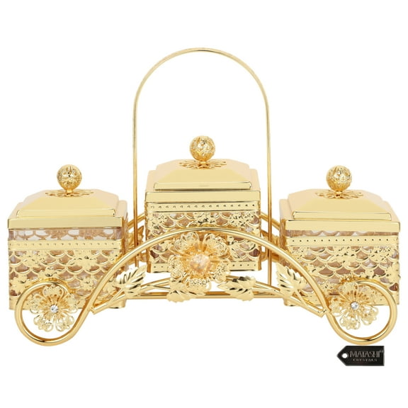 Matashi Gold Color Triple Square Sweet Dip Bowl with Covers, Perfect Gift for Hostess, Mother, Girlfriend Gift for Christmas