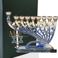 thumbnail image 1 of Matashi Hand Painted Blue Enamel Menorah Candelabra with Star of David by, 1 of 5