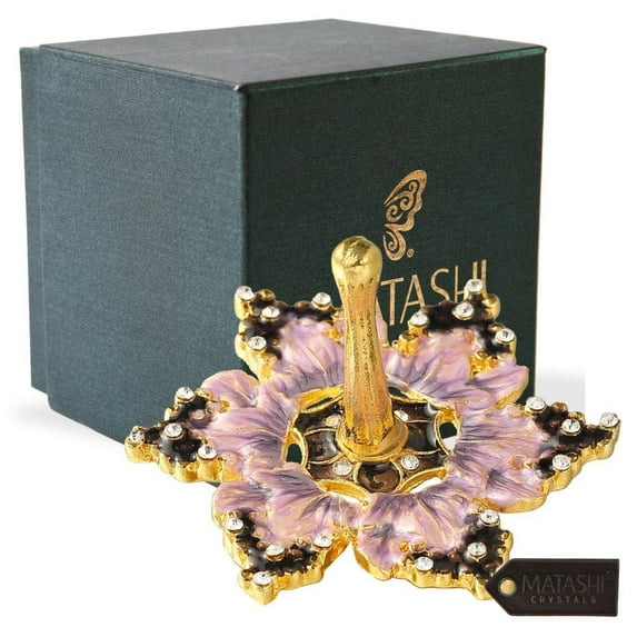 Matashi Pewter Spinning Dreidel Ornament Hand-Painted Gold-Plated Judaica Decor with Crystals Vintage Design Holiday Hanging Decoration – Single Piece