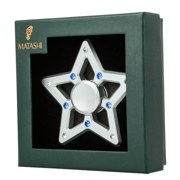 Matashi  Home Decorative Showpiece Chrome Plated Silver Hanging Christmas Tree Star Spinner Ornament with Crystals