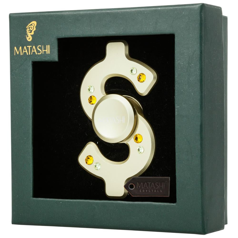 Matashi Premium Fidget Spinner Anti-Stress Toy, Anti-Anxiety Stress Reducer, Metallic (Gold, Doller Sign) Gift for Friend Boys Kids Gift for Christmas Birthday New Year Holiday Gift