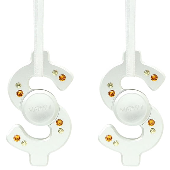 Matashi (Qty 2) Hanging Christmas Tree Dollar Sign Ornament w/  Crystals, Christmas Decorations for Holiday, Chrome Plated