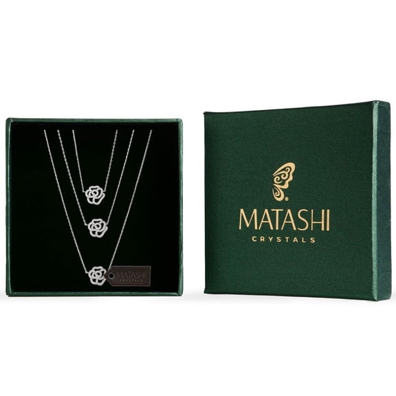 Matashi 3 Strand Rose Chain Necklace Jewelry for Women