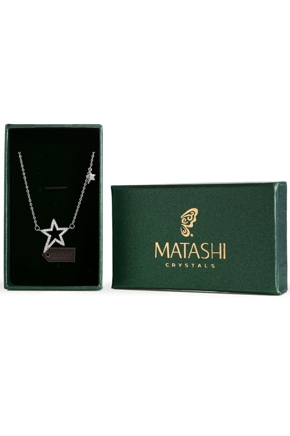 Rhodium Plated CZ Star Chain Necklace for Women Chic CZ Pendant for Women w Adjustable Chain Charm Dainty