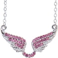 thumbnail image 1 of Matashi Rhodium Plated Necklace with Outspread Angel Wings Design with 16 Inch Extendable Chain and Pink Crystals Gift for Christmas Birthday Anniversary Valentine's Day Mother's Day Gift for Mom Wife, 1 of 7