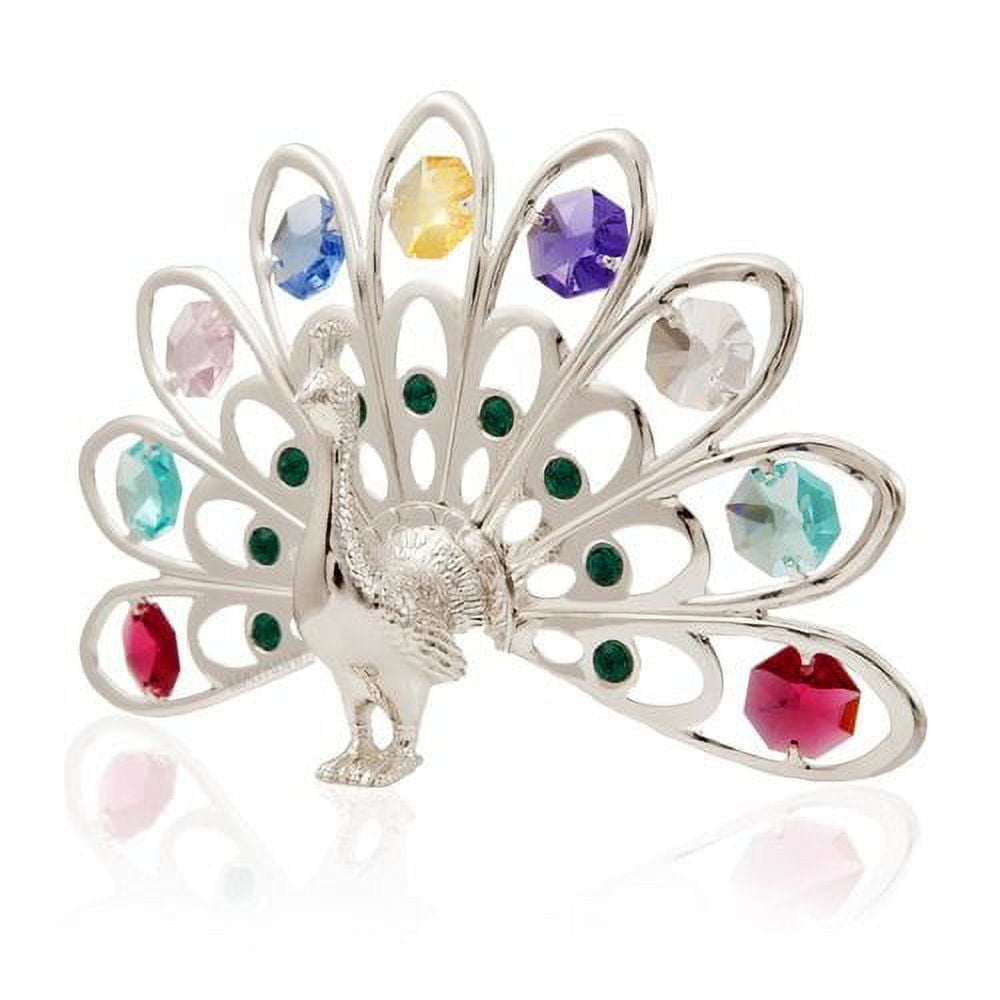 Matashi Silver Plated Highly Polished Peacock Ornament with Colorful ...