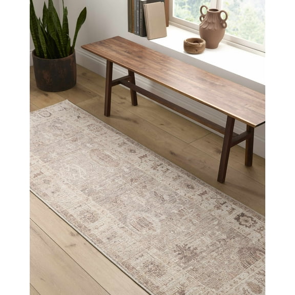 Matat Traditional Area Rug - Beige, Taupe, Ivory - 5'2" x 7'