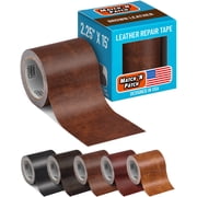 MATCH N PATCH Leather Repair Tape - Brown 2.25 inch x 15 feet - Realistic Faux Leather Patches for Couch, Sofa, Upholstery, Car Seats & Other Furniture, Vinyl Repair Kit, Self Adhesive Patch