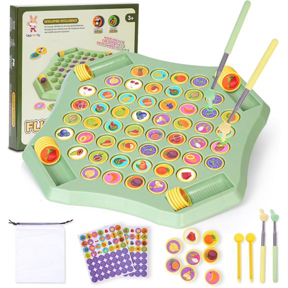 Match Board Game,54PCS Fruit Flip Chess Memory Game, Animal Matching Board Game for Kindergarten Activities, Family Parties and Travel Entertainment