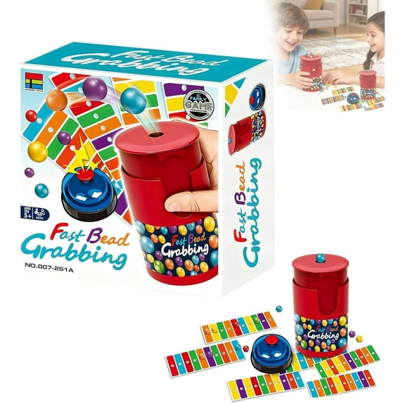 Match Color Bingo Game Set, Fast Bead Grabbing Game, 90 Beads & 6 Code Cards, 1 Bell & Bead with Color Line Oard for Family Board Games 2-4 Players