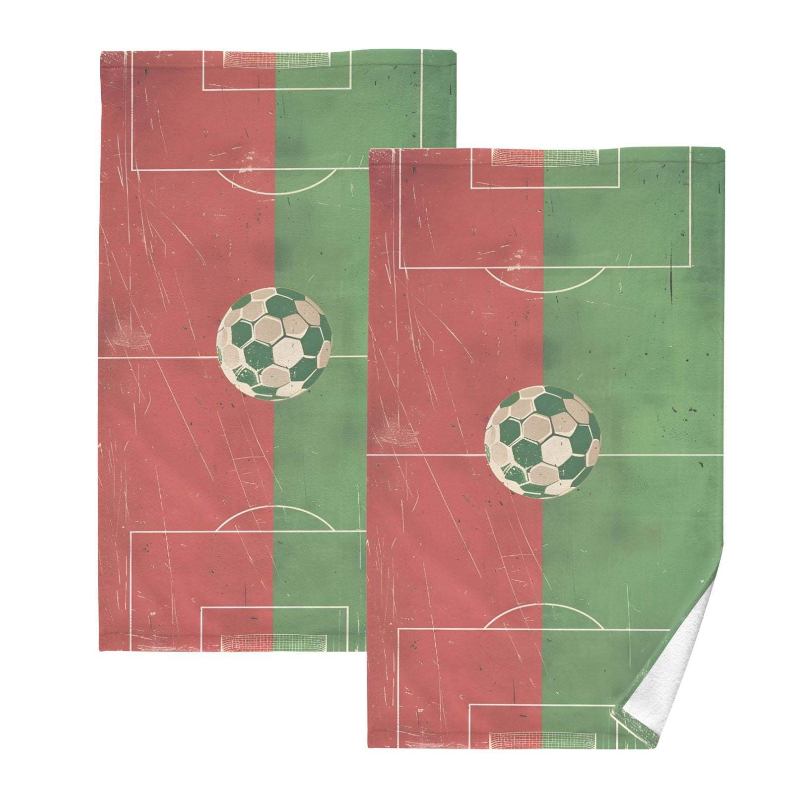 Match Football Hand Towels Cotton Bath Towels Large Face Towels Absorbent for Bathroom 2 Packs