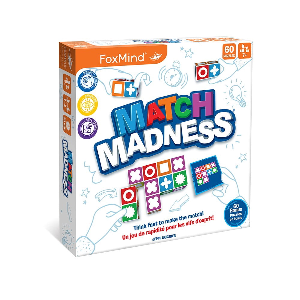 FoxMind Match Madness Board Game, Visual Recognition Matching Board Game, Family Puzzle to Develop Kids Problem Solving Skills